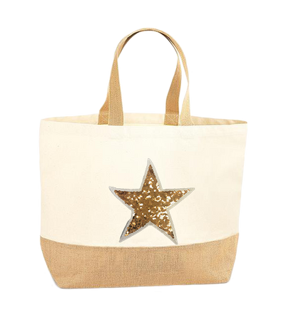 Gold Sequin Star XL Tote Bag