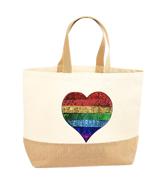 Rainbow Heart XL Tote Bag