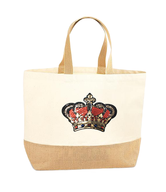 Red Sequin Crown XL Tote Bag