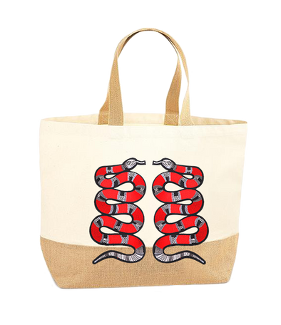 Red Snake Pair XL Tote Bag