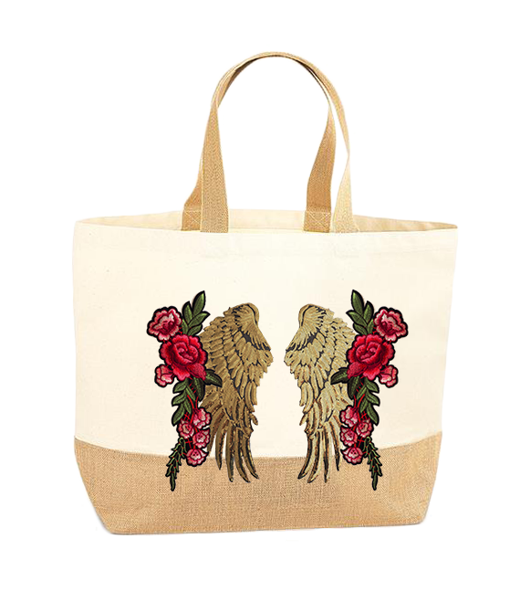 Gold Wings and Roses XL Tote Bag