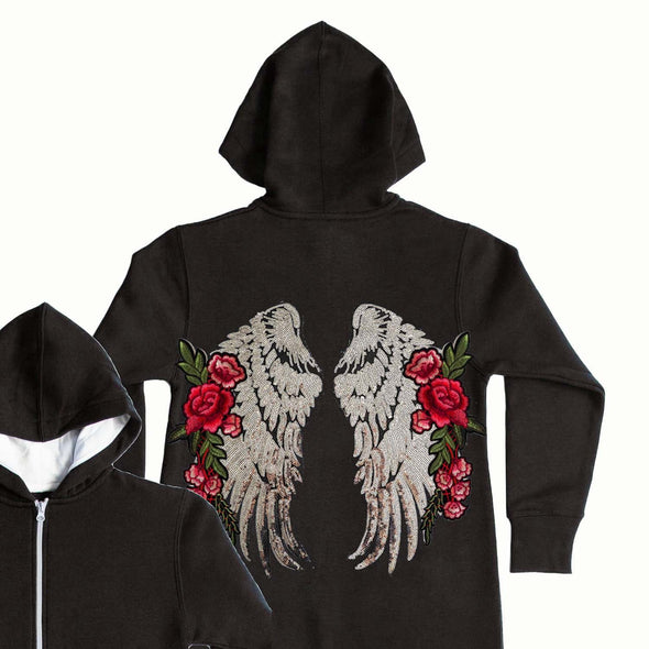 XL Silver Wings and Roses Onesie (Jnr)