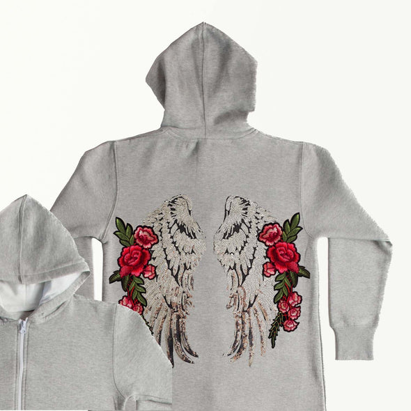XL Silver Wings and Roses Onesie (Jnr)