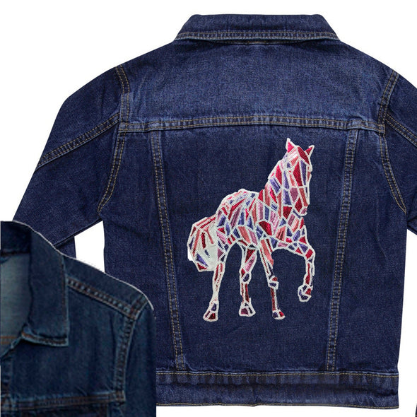 Mosaic Sequin Horse Denim Jacket