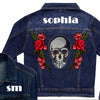 Silver Sequin Skull and Roses Denim Jacket