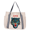 Blue Sequin Tiger Luxe Tote Bag