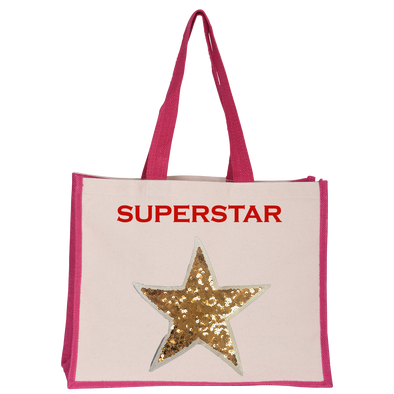 Gold Sequin Star Midi Tote Bag