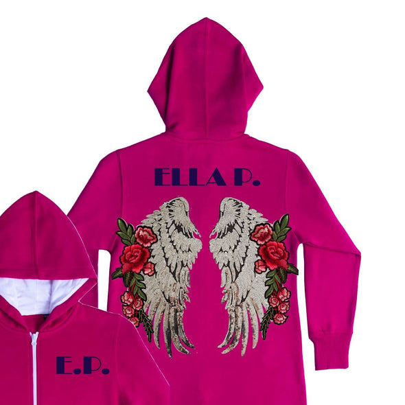 XL Silver Wings and Roses Onesie